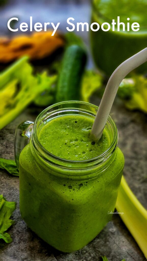 Healthy Celery Smoothie with Spinach and Banana