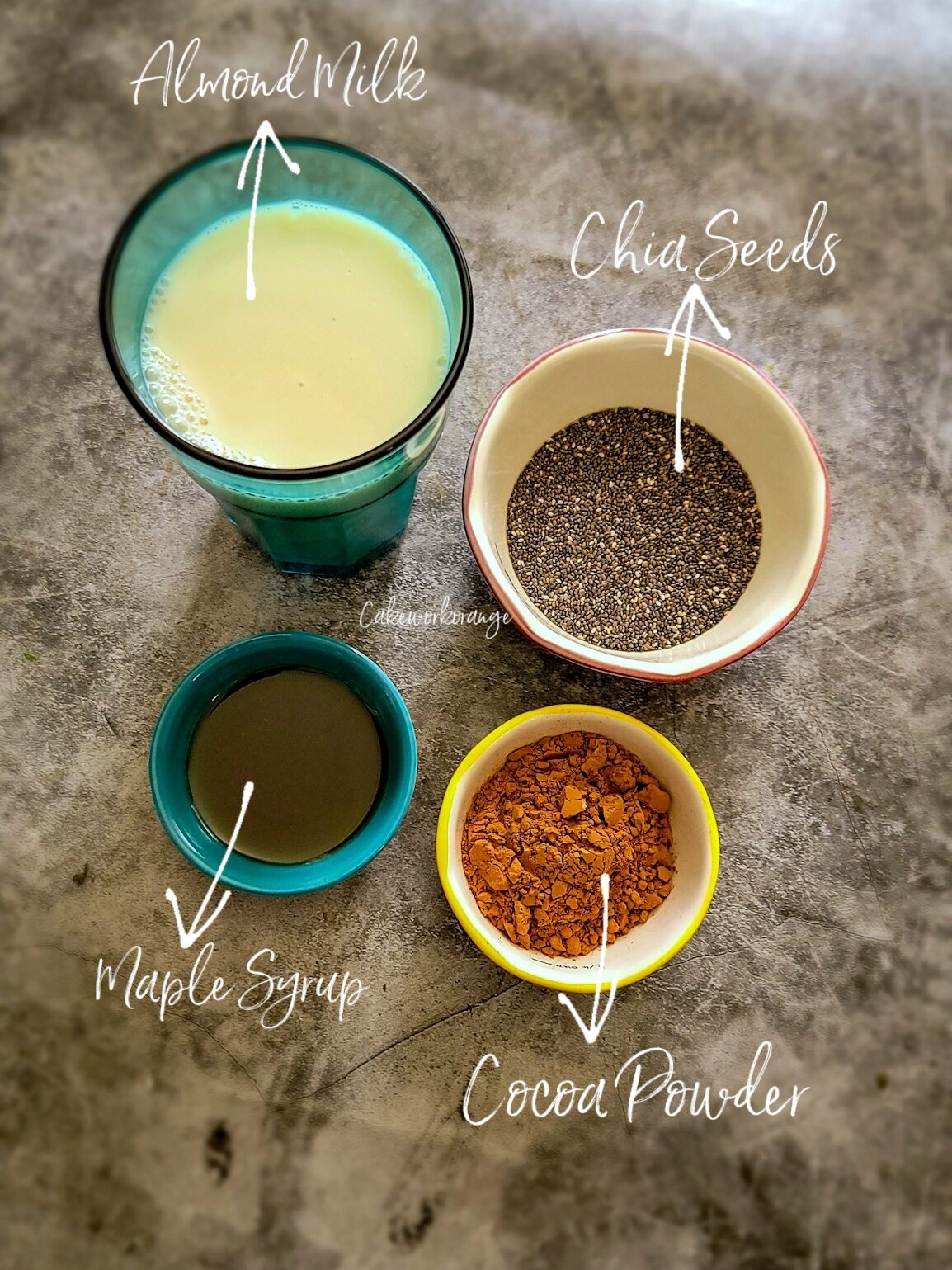 Ingredients required for chocolate chia pudding