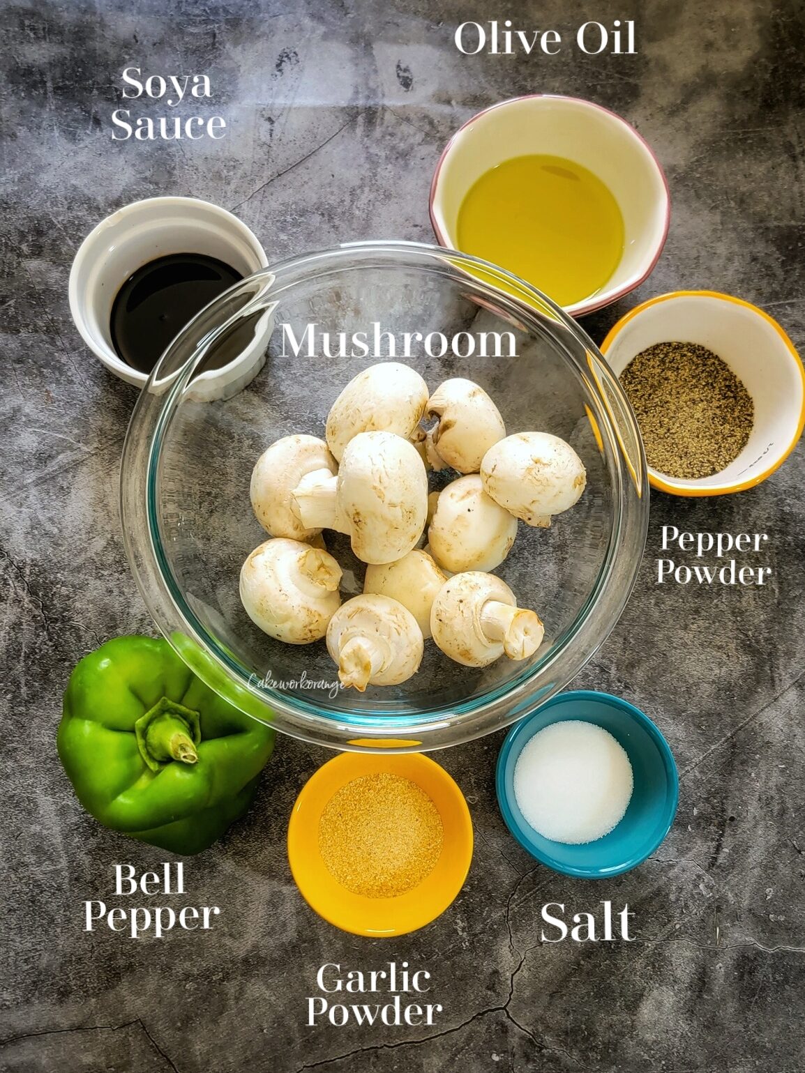 Ingredients required to make Air Fryer Pepper Mushrooms