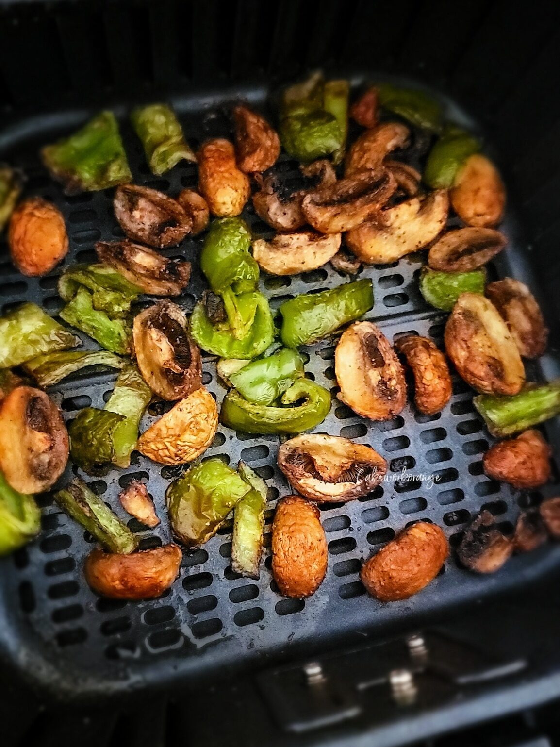 Mushrooms and Bell peppers cooked in Air Fryer