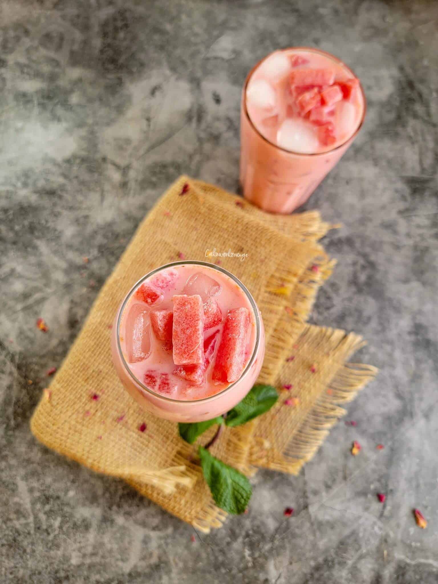 Sharbat Mohabbat Ka Sharbat | Watermelon Rose Drink Recipe - Cakeworkorange