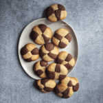 Delicious marble cookies baked and served on a plate for snack