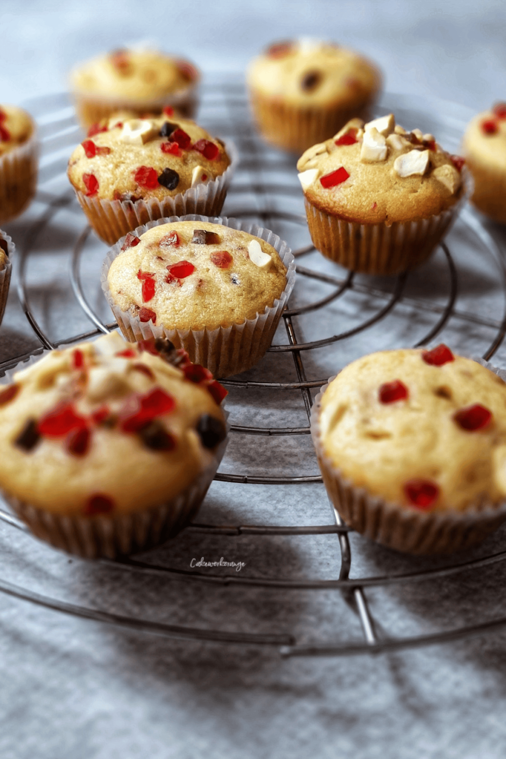 Moist Eggless Tutti Frutti Muffins with Yogurt - Cakeworkorange